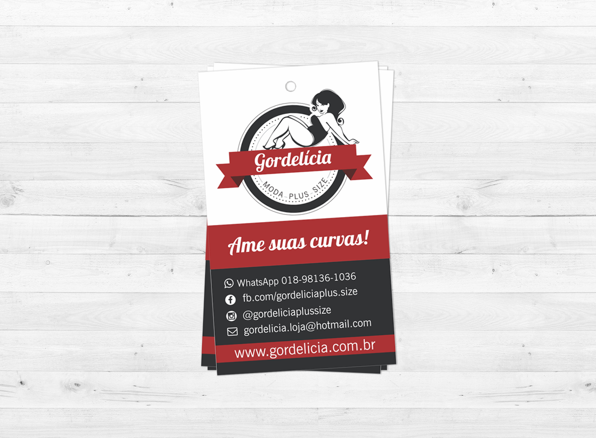 layout da tag desenvolvida para a loja gordelicia, logotipo e identidade