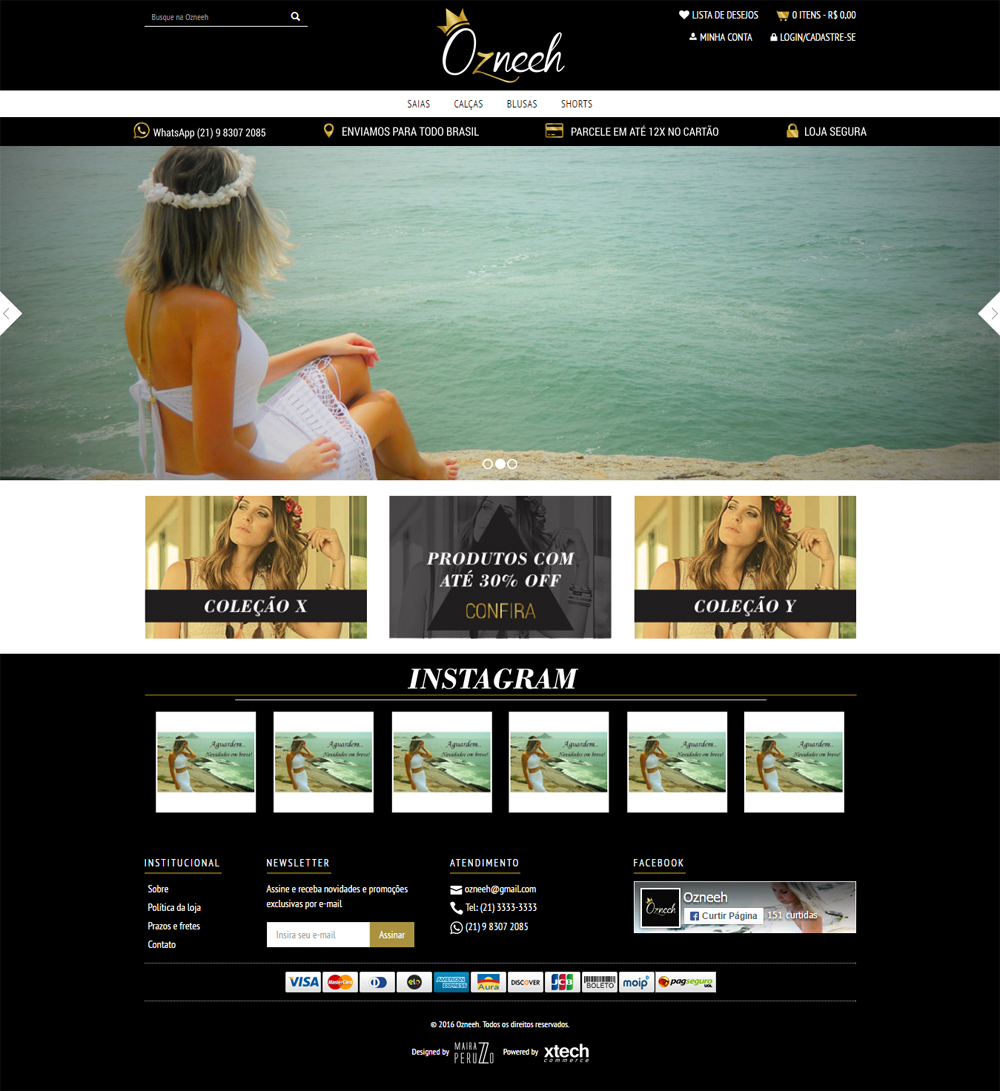 layout personalizado xtechcommerce ozneeh home