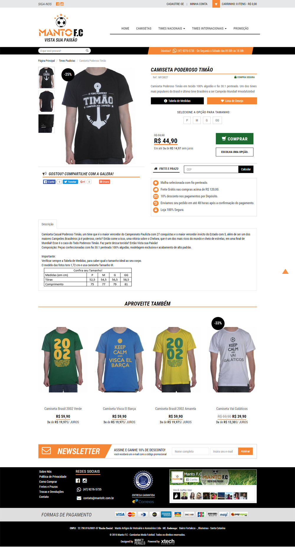 template personalizado xtechcommerce - manto fc 